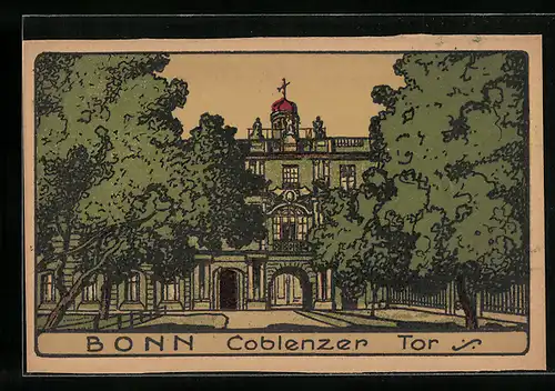 Steindruck-AK Bonn, Coblenzer Tor