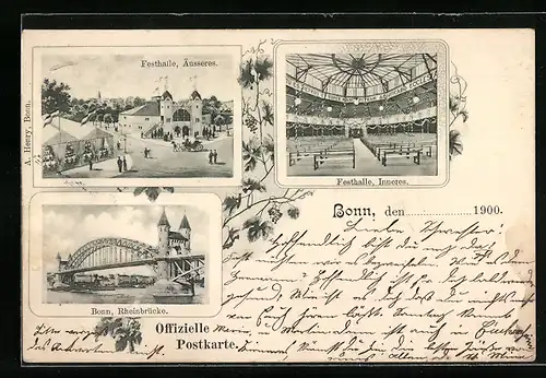 AK Bonn, 47. General-Versammlung der Katholiken zu Bonn 1900, Festhalle, Innenansicht