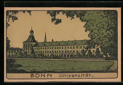 Steindruck-AK Bonn, Universität