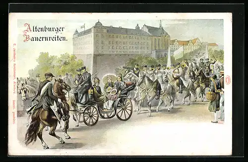 Künstler-AK Altenburg, Altenburger Bauernreiten