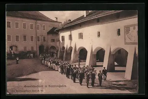 AK Berchtesgaden, Blaskapelle bei einer Bauernhochzeit