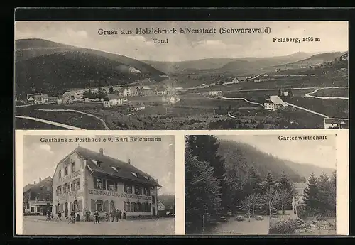 AK Hölzlebruck /Schwarzwald, Gesamtansicht, Gasthaus z. Posthäusle, Gartenwirtschaft