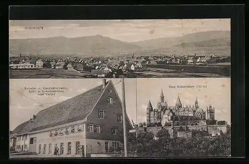 AK Bisingen, Panorama der Stadt, Haus Kolonialwarenhandlung Josef Lacher