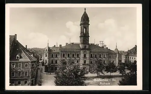 AK Grossenhain i. Sa., Das Rathaus aus der Vogelschau