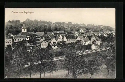 AK Ispringen, Ortsansicht aus der Vogelschau