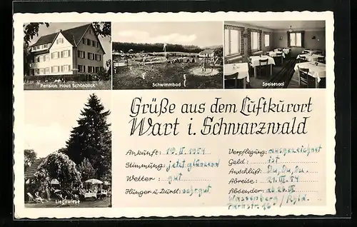 AK Wart /Schwarzwald, Pension Haus Schönblick, Schwimmbad