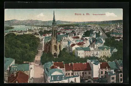 AK Bonn a. Rh., Gesamtansicht mit Kirche im Vordergrund