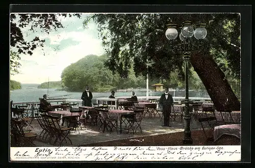 AK Eutin, Hotel Voss-Haus, Voss-Haus-Brücke am Eutiner See