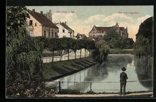 AK Münster i. W., Strasse am Kanonen-Graben