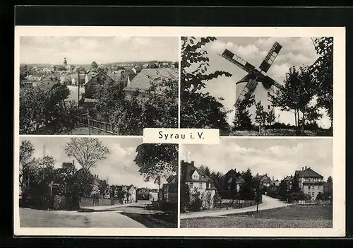 AK Syrau i. V., Teilansicht, Windmühle, Ortspartie