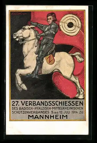 Künstler-AK Mannheim, 27. Verbandsschiessen des badisch-pfälzisch-mittelrheinischen Schützenverbandes 1914, Schützenfest
