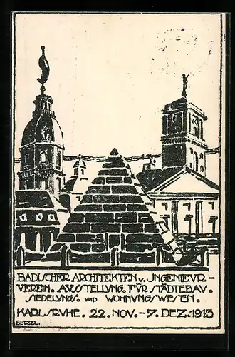 Künstler-AK Karlsruhe, Badischer Architekten und Ingenieurverein, Ausstellung 1913