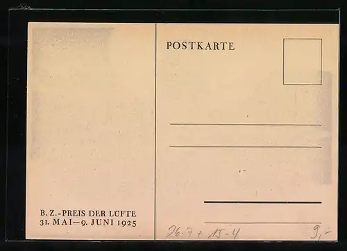 Künstler-AK Ludwig Hohlwein: Deutscher Rundflug 1925, B.Z. Preis der Lüfte, Daidalos