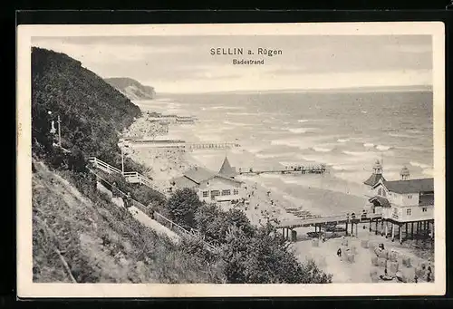 AK Sellin a. Rügen, Badestrand aus der Vogelschau