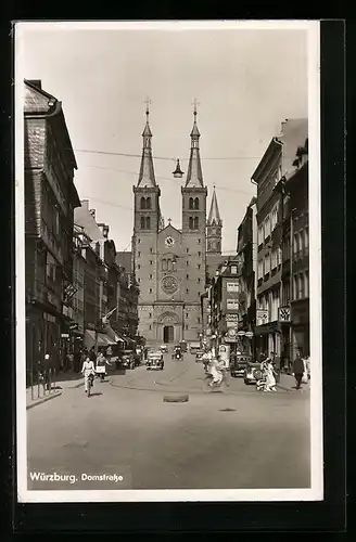 AK Würzburg, Geschäftszeile in der Domstrasse