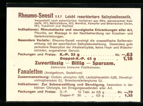 AK Berlin-Kreuzberg, Arzneimittelwerk Sensit GmbH, Reklame für Rheumo-Sensit
