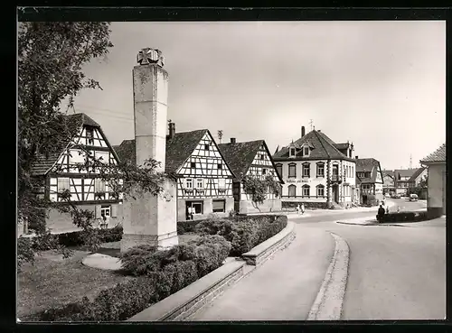 AK Langensteinbach /Baden, Gasthaus zum Anker, Kriegerdenkmal