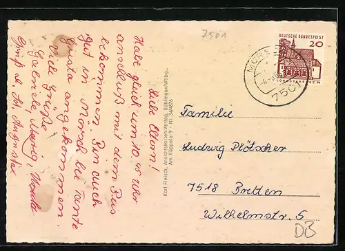 AK Mörsch, Strassenpartie mit Kirche