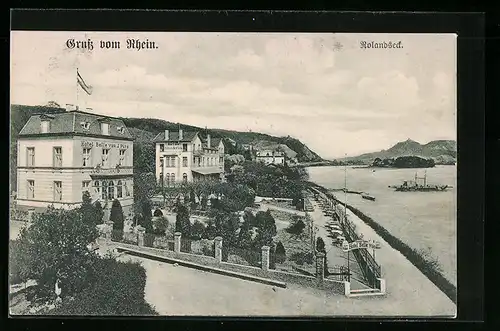 AK Rolandseck a. Rhein, Ortspartie mit Hotel Belle vue J. Pütz