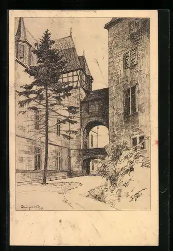 Künstler-AK Marburg, Auf dem Schloss