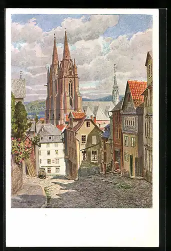 Künstler-AK Marburg, Am Roten Graben