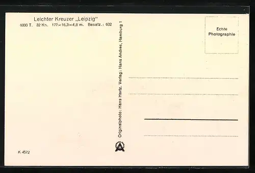 AK Leichter Kreuzer Leipzig vor der Küste