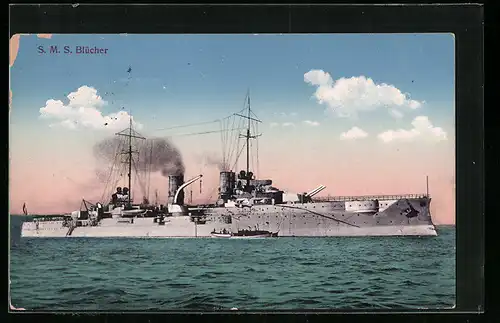 AK Kriegsschiff SMS Blücher auf Reede