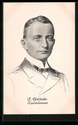 Künstler-AK Kapitänleutnant P. Thierfelder, Kommandant des Hilfskreuzers Kronprinz Wilhelm