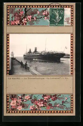 AK Le Havre, Le Transatlantique La Lorraine, Passagierschiff
