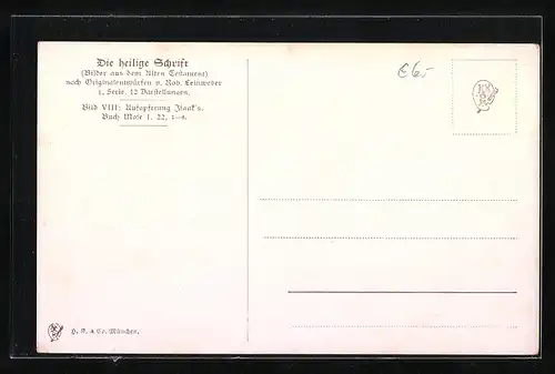AK Aufopferung Isaak`s, Buch Mose I. 22, 1-6