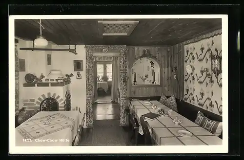 AK Oberstdorf, Gasthaus Chow-Chow Hütte, Innenansicht