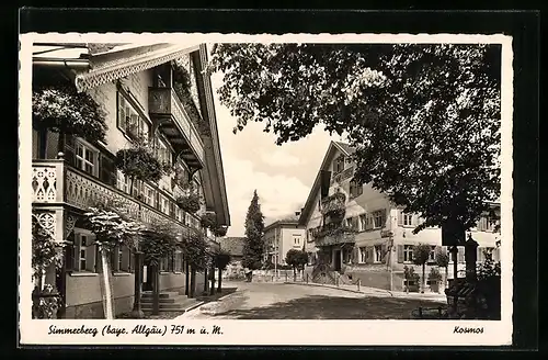 AK Simmerberg / bayr. Allgäu, Partie am Gasthof und Pension z. Adler