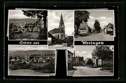 AK Woringen /Schwaben, Kirche, Strassenpartien, Panorama