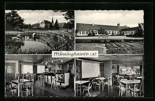 AK Mönninghausen i. W., Gasthof Jassmeier, Innen- und Aussenansicht