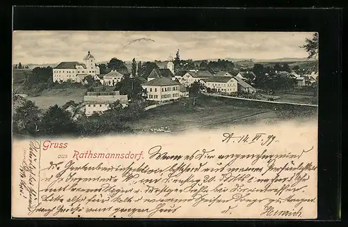 AK Rathsmannsdorf, Ortsansicht aus der Vogelschau