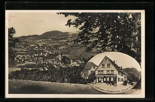 AK Reichelsheim i. Odenwald, Totalansicht & Gasthof-Pension Zum Schwanen