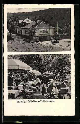 AK Dönschten i. Erzg., Gasthof Waldesruh mit Garten