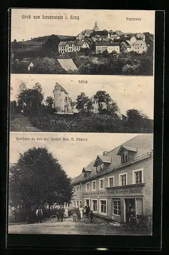 AK Lauenstein i. Erzg., Gasthaus zu den drei Linden, Schloss
