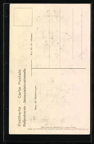 AK München, Grundsteinlegung des Deutschen Museums 1906, Museum aus der Vogelschau