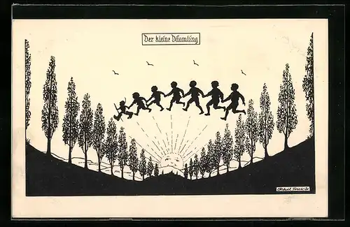 Künstler-AK Elsbeth Forck: Schattenbild Der kleine Däumling