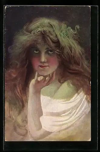 Künstler-AK Arno von Riesen: Porträt einer Nixe
