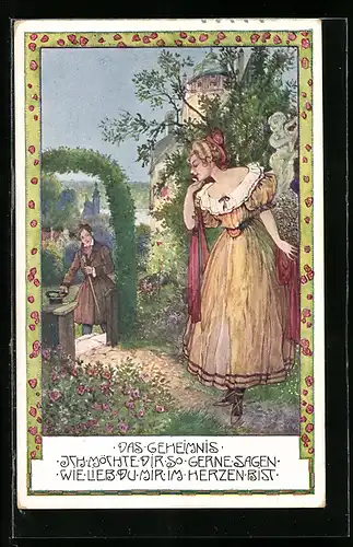 Künstler-AK T.Welzl: Dame erwartet ihren Geliebten