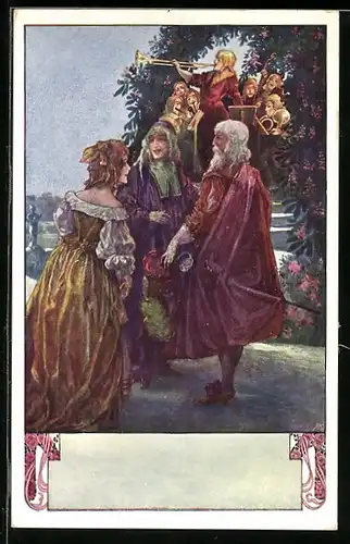 Künstler-AK Brüder Kohn (B.K.W.I) Nr.424-6: Trauung eines Paares