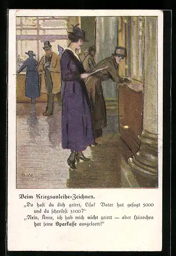 Künstler-AK Brynolf Wennerberg: Junge Damen beim Kriegsanleihen-Zeichnen