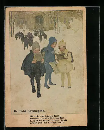 Künstler-AK Brynolf Wennerberg: Deutsche Schuljugend, Kriegsanleihe