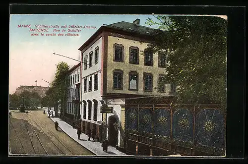 AK Mainz, Schillerstrasse mit Offiziers-Casino