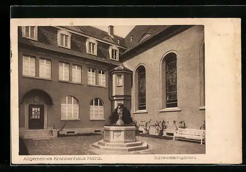 AK Mainz, Blick auf den Schwesterngarten des allgemeinen Krankenhauses