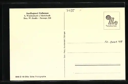 AK Waldenbuch, Gasthaus Liebenau