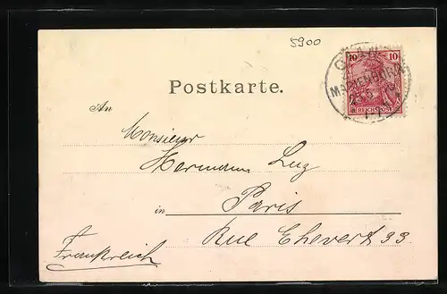 Passepartout-AK Siegen, Eremitage, Ortsansicht Rödgen