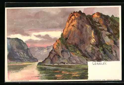 Künstler-AK C. Pfaff: Loreley am Rhein